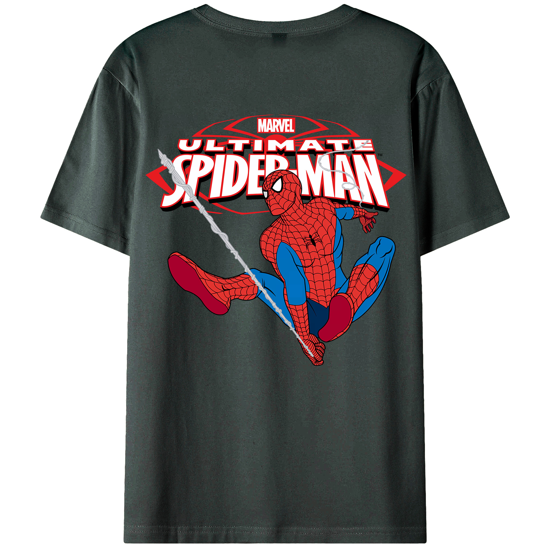 （画像用） Spider Man スパイダーマン 綿100％ メンズ半袖Tシャツ（バックプリント） 通気性
